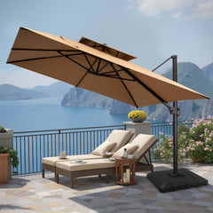 11 x 11 ft. Aluminum Double Top Cantilever Patio Umbrella with Base Options