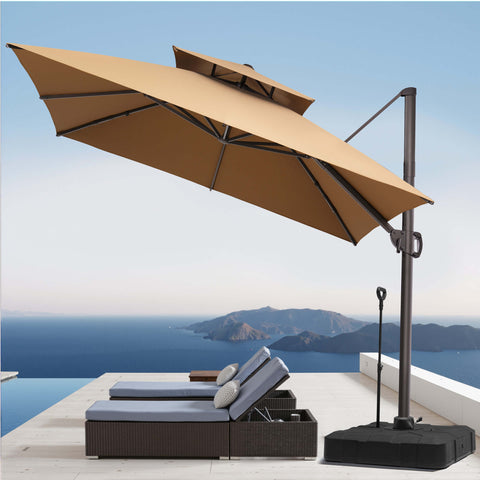 11 x 11 ft. Aluminum Double Top Cantilever Patio Umbrella with Base Options