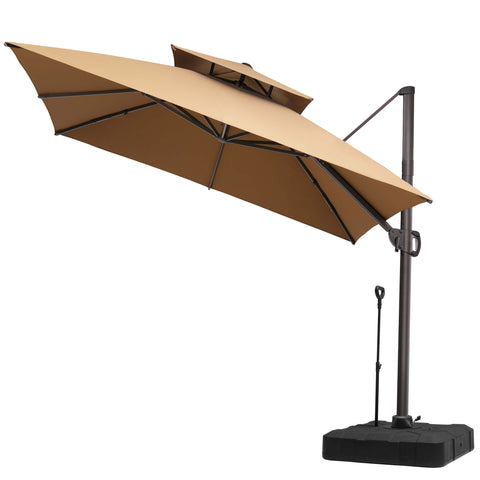 11 x 11 ft. Aluminum Double Top Cantilever Patio Umbrella with Base Options