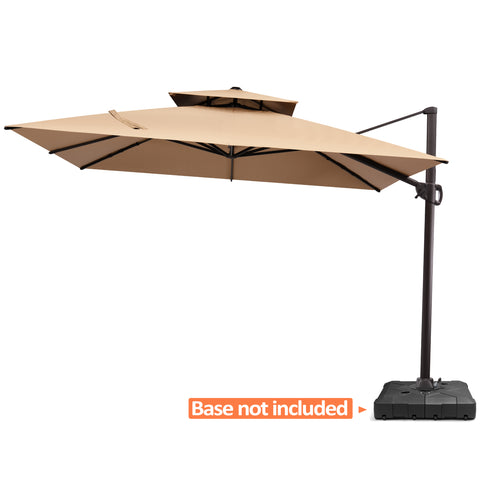 Pellebant 11x11 ft Aluminum Double Top Crank Cantilever Patio Umbrella