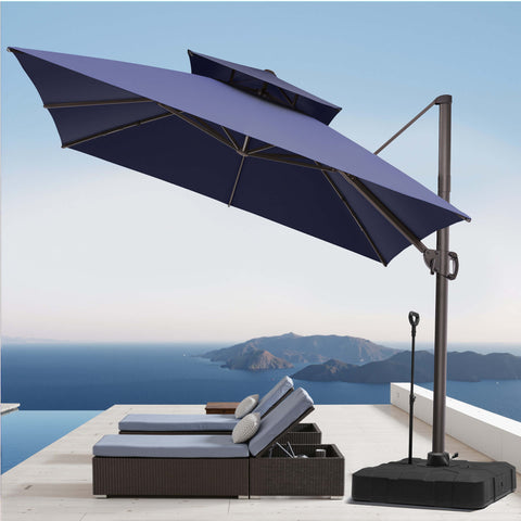 11 x 11 ft. Aluminum Double Top Cantilever Patio Umbrella with Base Options