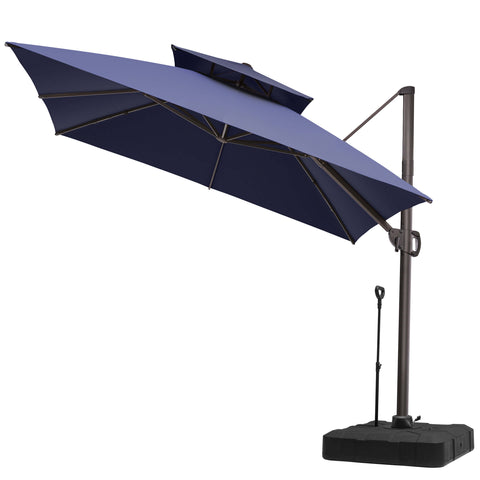 11 x 11 ft. Aluminum Double Top Cantilever Patio Umbrella with Base Options
