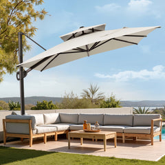 11 x 9 ft. Aluminum Double Top Cantilever Patio Umbrella with Base Options