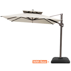 11 x 9 ft. Aluminum Double Top Cantilever Patio Umbrella with Base Options