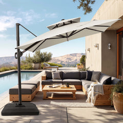 11 x 9 ft. Aluminum Double Top Cantilever Patio Umbrella with Base Options
