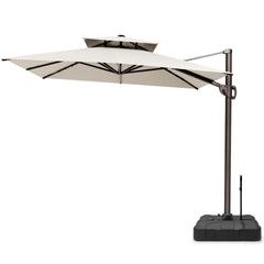 11 x 9 ft. Aluminum Double Top Cantilever Patio Umbrella with Base Options