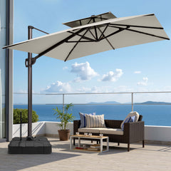 11 x 9 ft. Aluminum Double Top Cantilever Patio Umbrella with Base Options