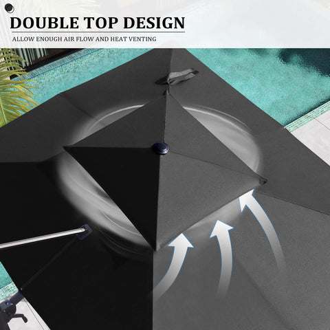 11 x 9 ft. Aluminum Double Top Cantilever Patio Umbrella with Base Options