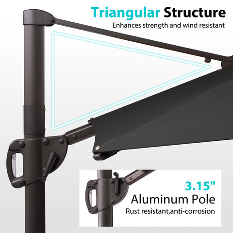 11 x 9 ft. Aluminum Double Top Cantilever Patio Umbrella with Base Options
