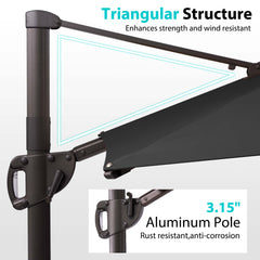 11 x 9 ft. Aluminum Double Top Cantilever Patio Umbrella with Base Options