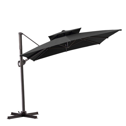 11 x 9 ft. Aluminum Double Top Cantilever Patio Umbrella with Base Options