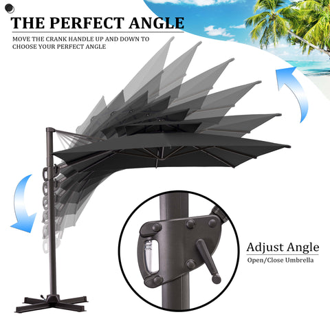 11 x 9 ft. Aluminum Double Top Cantilever Patio Umbrella with Base Options