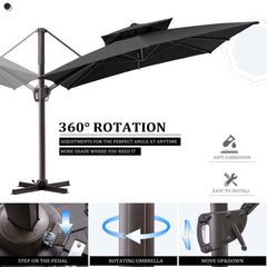 11 x 9 ft. Aluminum Double Top Cantilever Patio Umbrella with Base Options