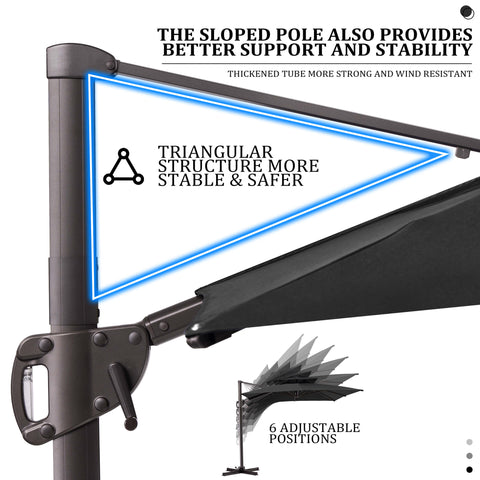 11 x 9 ft. Aluminum Double Top Cantilever Patio Umbrella with Base Options