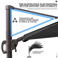 11 x 9 ft. Aluminum Double Top Cantilever Patio Umbrella with Base Options