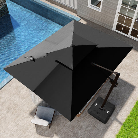 11 x 9 ft. Aluminum Double Top Cantilever Patio Umbrella with Base Options