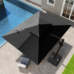 11 x 9 ft. Aluminum Double Top Cantilever Patio Umbrella with Base Options