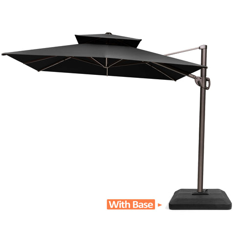 11 x 9 ft. Aluminum Double Top Cantilever Patio Umbrella with Base Options