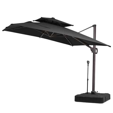 11 x 9 ft. Aluminum Double Top Cantilever Patio Umbrella with Base Options