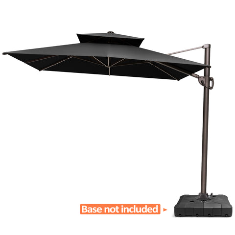 Pellebant 9x11ft Aluminum Double Top Crank Cantilever Patio Umbrella