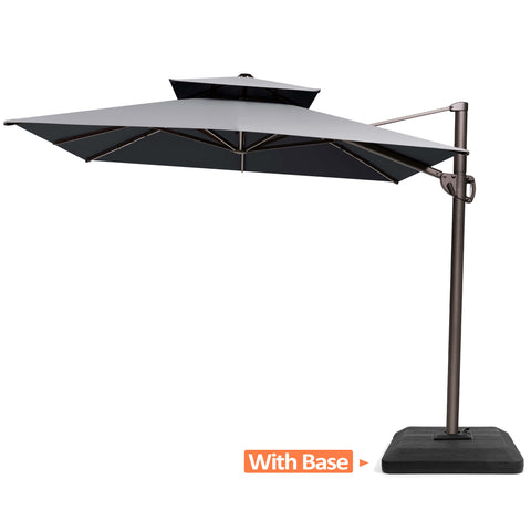11 x 9 ft. Aluminum Double Top Cantilever Patio Umbrella with Base Options