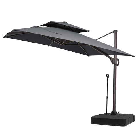 11 x 9 ft. Aluminum Double Top Cantilever Patio Umbrella with Base Options