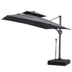 11 x 9 ft. Aluminum Double Top Cantilever Patio Umbrella with Base Options