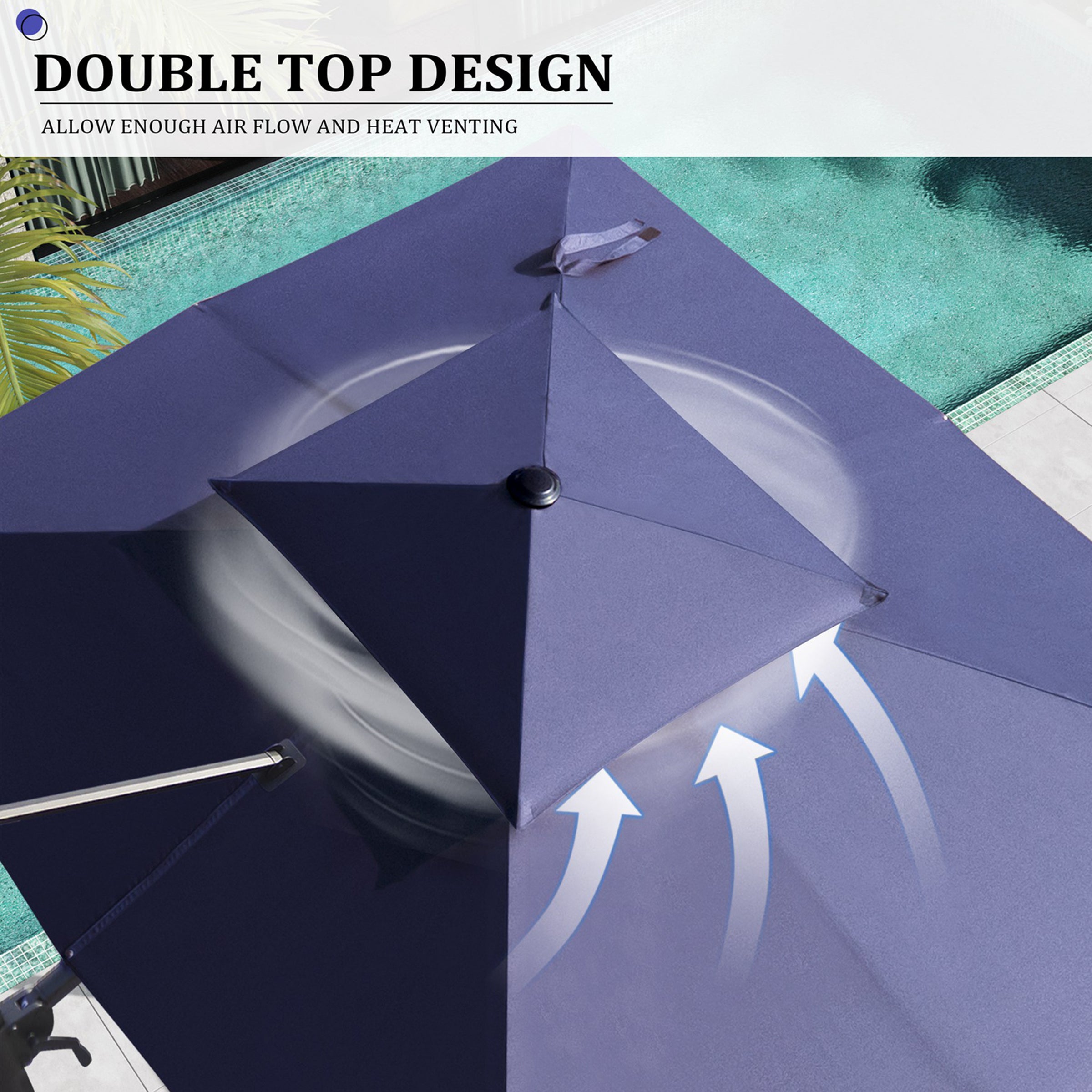 Pellebant 9x11ft Aluminum Double Top Crank Cantilever Patio Umbrella
