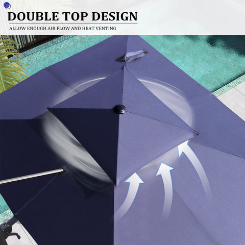 Pellebant 9x11ft Aluminum Double Top Crank Cantilever Patio Umbrella