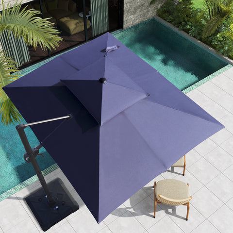 Pellebant 9x11ft Aluminum Double Top Crank Cantilever Patio Umbrella