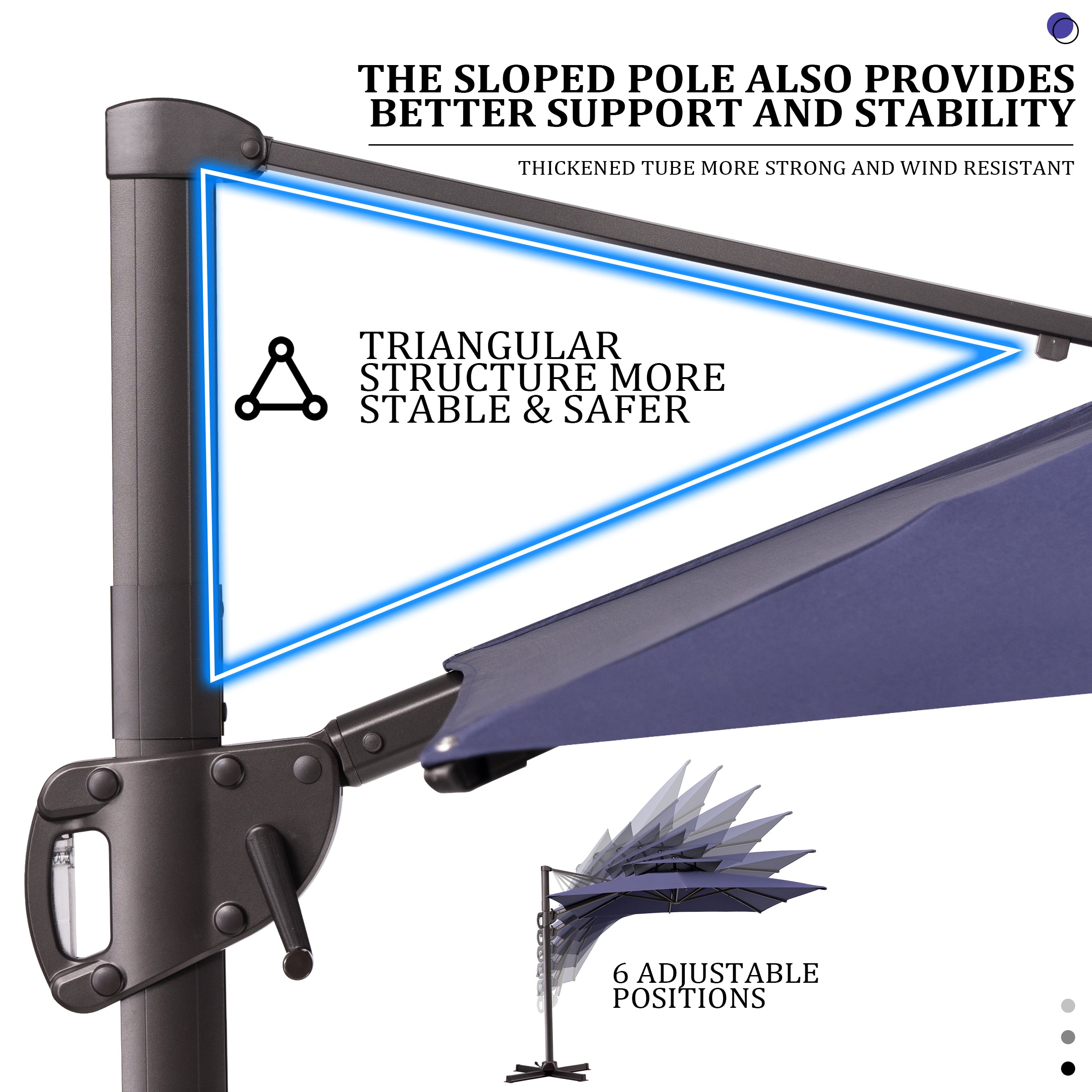 Pellebant 9x11ft Aluminum Double Top Crank Cantilever Patio Umbrella