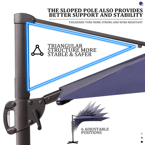 Pellebant 9x11ft Aluminum Double Top Crank Cantilever Patio Umbrella