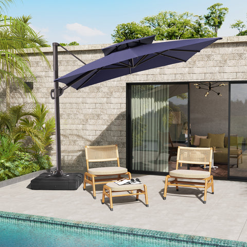 Pellebant 9x11ft Aluminum Double Top Crank Cantilever Patio Umbrella