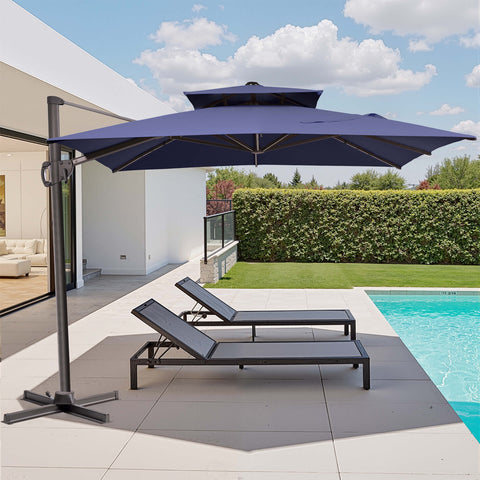 11 x 9 ft. Aluminum Double Top Cantilever Patio Umbrella with Base Options