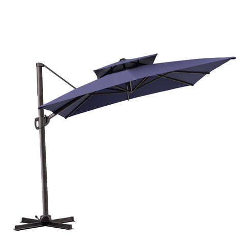 11 x 9 ft. Aluminum Double Top Cantilever Patio Umbrella with Base Options