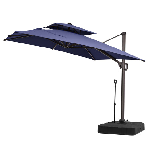 11 x 9 ft. Aluminum Double Top Cantilever Patio Umbrella with Base Options