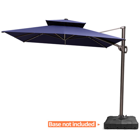Pellebant 9x11ft Aluminum Double Top Crank Cantilever Patio Umbrella