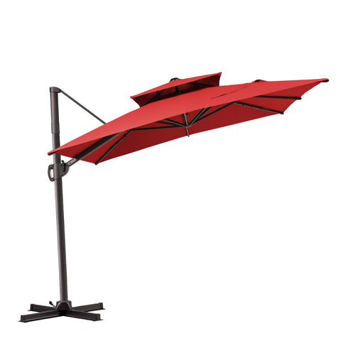 11 x 9 ft. Aluminum Double Top Cantilever Patio Umbrella with Base Options