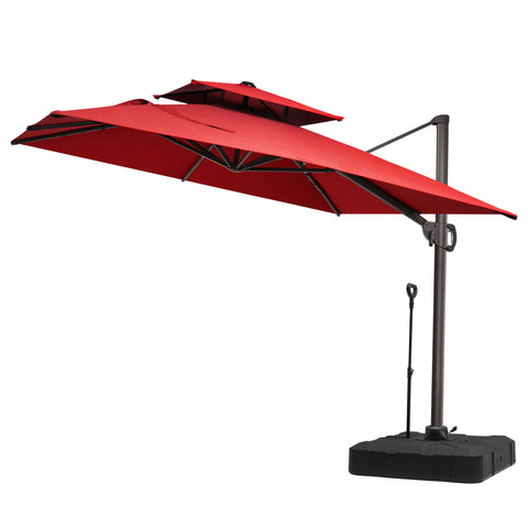 11 x 9 ft. Aluminum Double Top Cantilever Patio Umbrella with Base Options