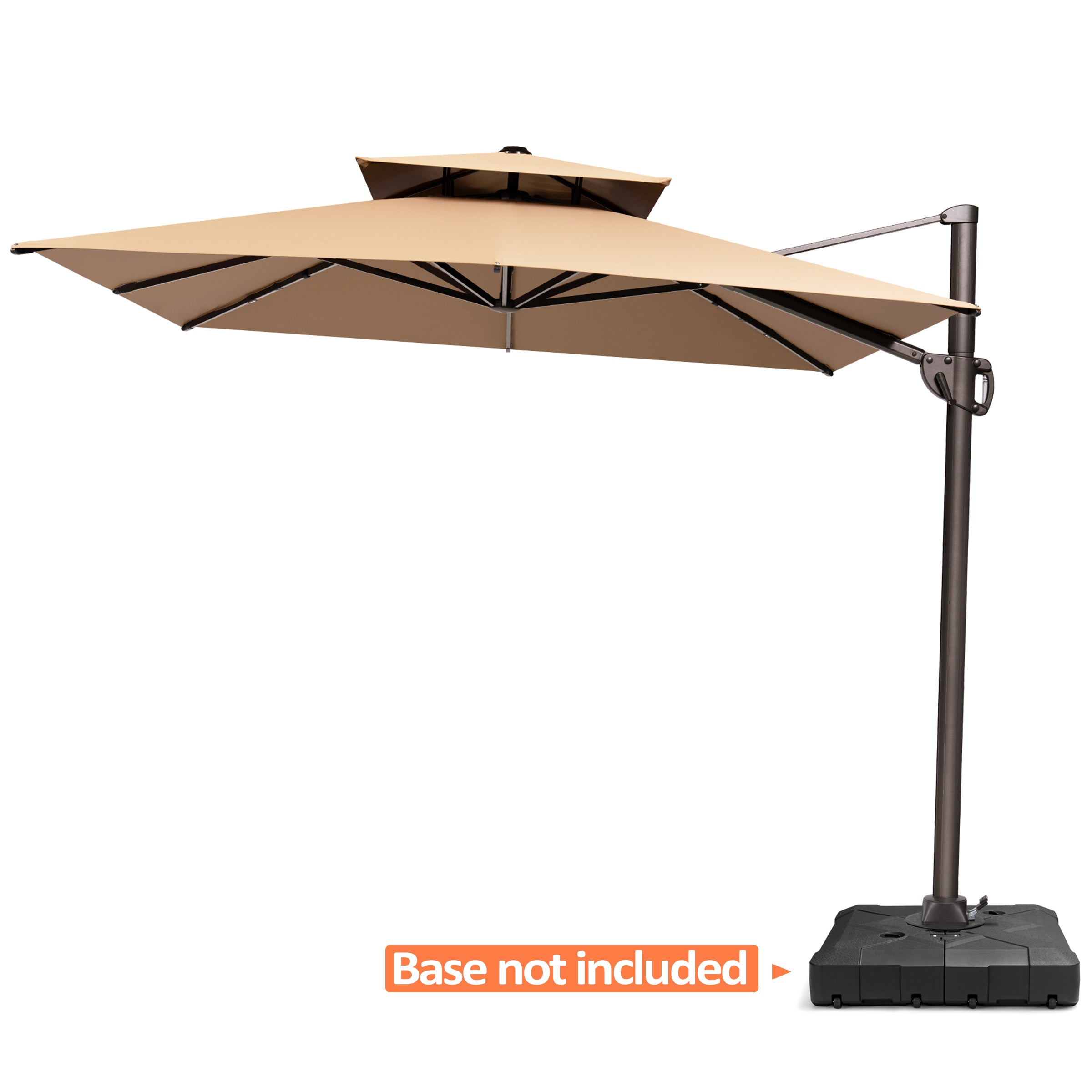 Pellebant 9x11ft Aluminum Double Top Crank Cantilever Patio Umbrella