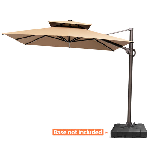 Pellebant 9x11ft Aluminum Double Top Crank Cantilever Patio Umbrella