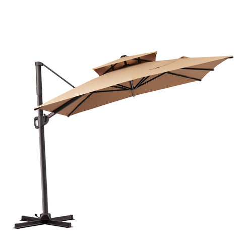 11 x 9 ft. Aluminum Double Top Cantilever Patio Umbrella with Base Options