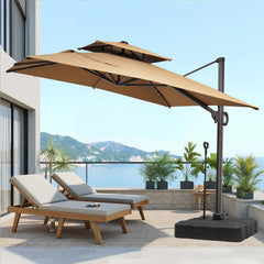 11 x 9 ft. Aluminum Double Top Cantilever Patio Umbrella with Base Options