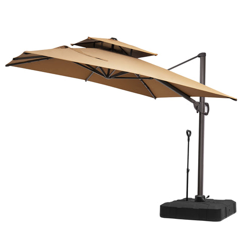 11 x 9 ft. Aluminum Double Top Cantilever Patio Umbrella with Base Options