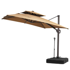 11 x 9 ft. Aluminum Double Top Cantilever Patio Umbrella with Base Options
