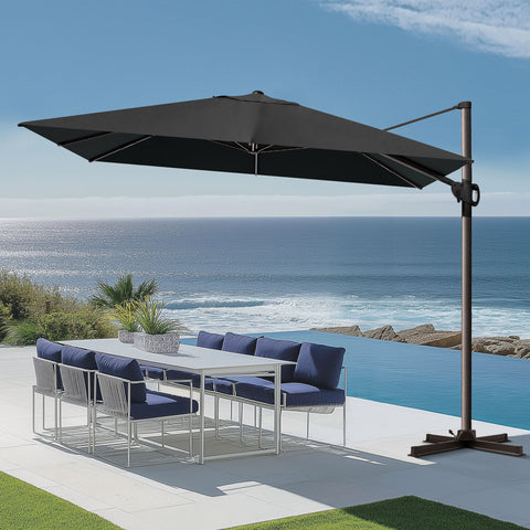 Pellebant 12x9 ft Aluminum Crank Cantilever Patio Umbrella