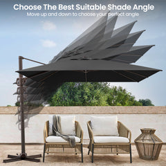 12 x 9 ft. Aluminum Cantilever Patio Umbrella with Crank and Base Options