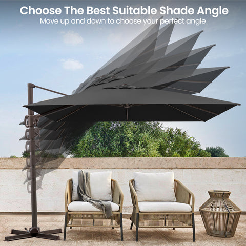 Pellebant 12x9 ft Aluminum Crank Cantilever Patio Umbrella