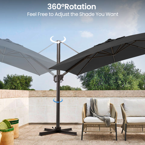Pellebant 12x9 ft Aluminum Crank Cantilever Patio Umbrella
