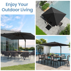 12 x 9 ft. Aluminum Cantilever Patio Umbrella with Crank and Base Options